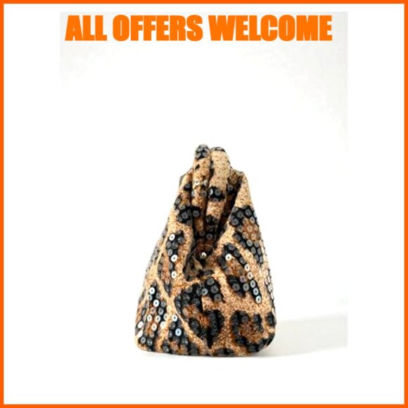 Vintage Sequin Leopard Evening Bag Clutch Purse Y2K Party